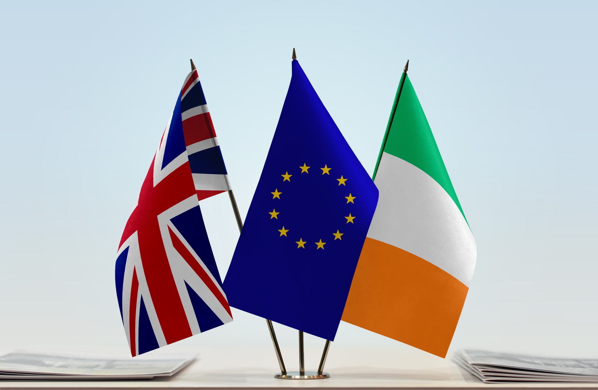 Flags of United Kingdom European Union and Ireland