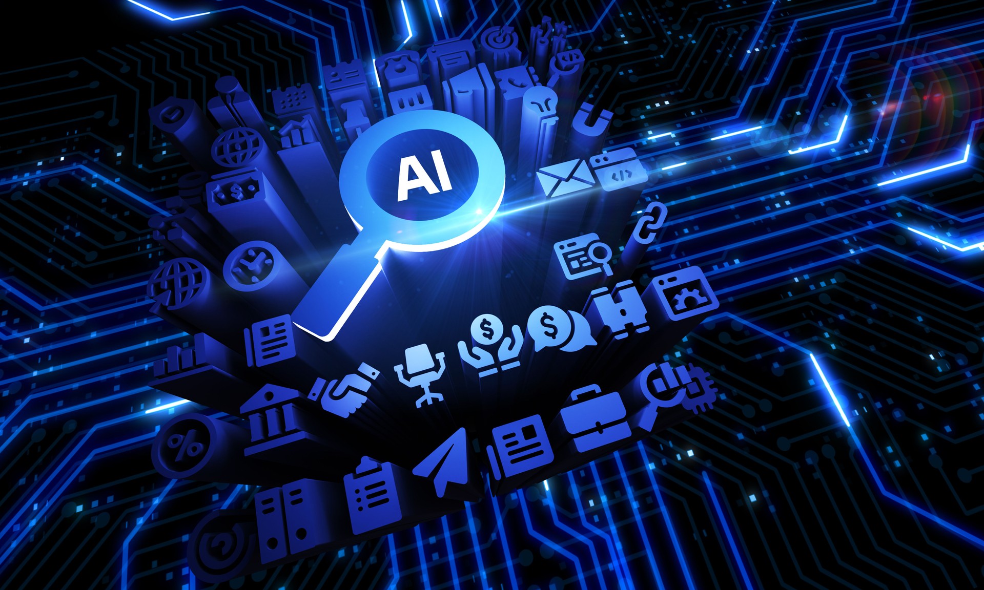 AI Learning and Artificial Intelligence Concept. Business, modern technology, internet and networking concept.